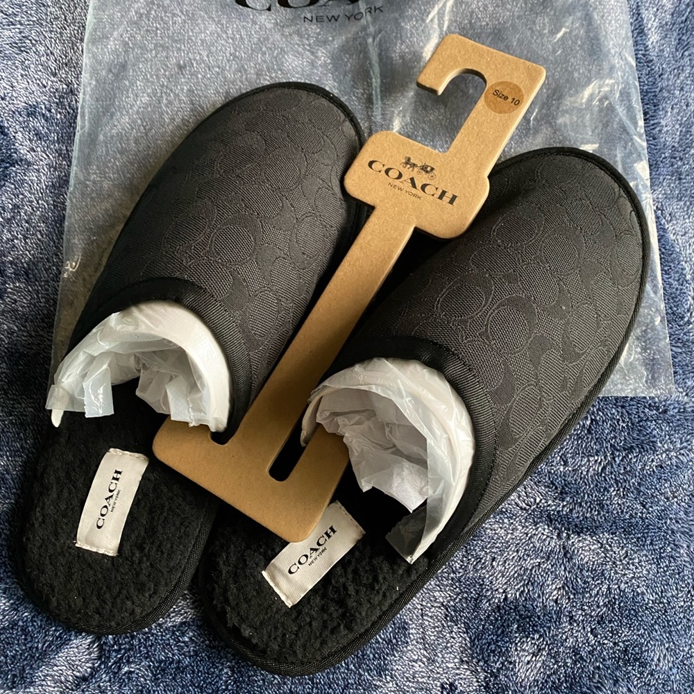 COACH SIGNATURE Men’s Faux Hair Fur Slippers